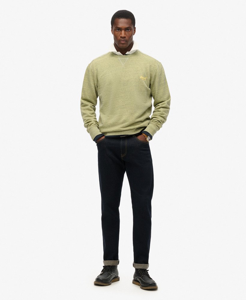 overgeverfde gemêleerde crewneck sweater in lemon drop