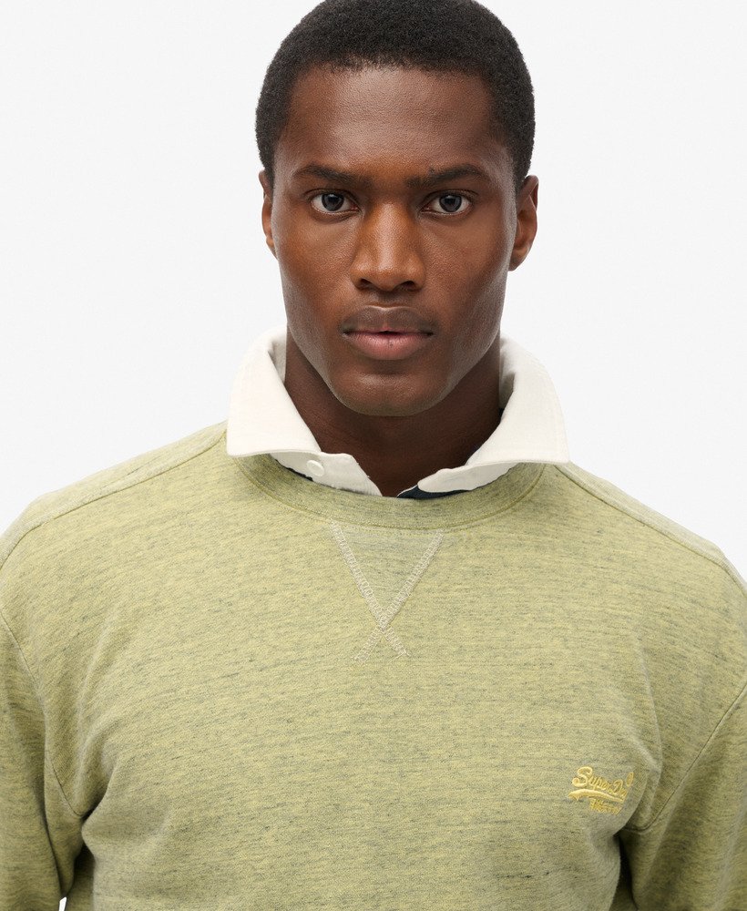 overgeverfde gemêleerde crewneck sweater in lemon drop