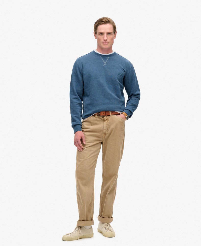 overgeverfde gemêleerde crewneck sweater in maanlichtblauw