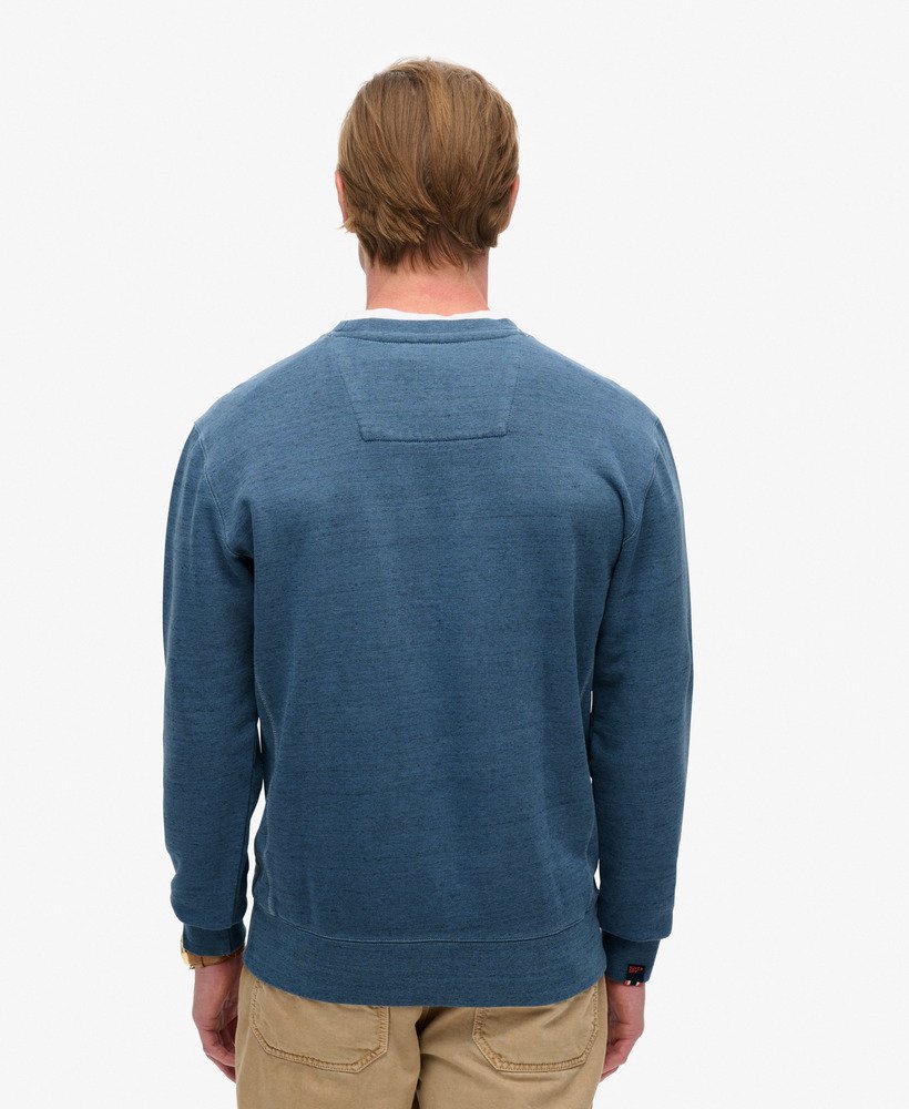 overgeverfde gemêleerde crewneck sweater in maanlichtblauw