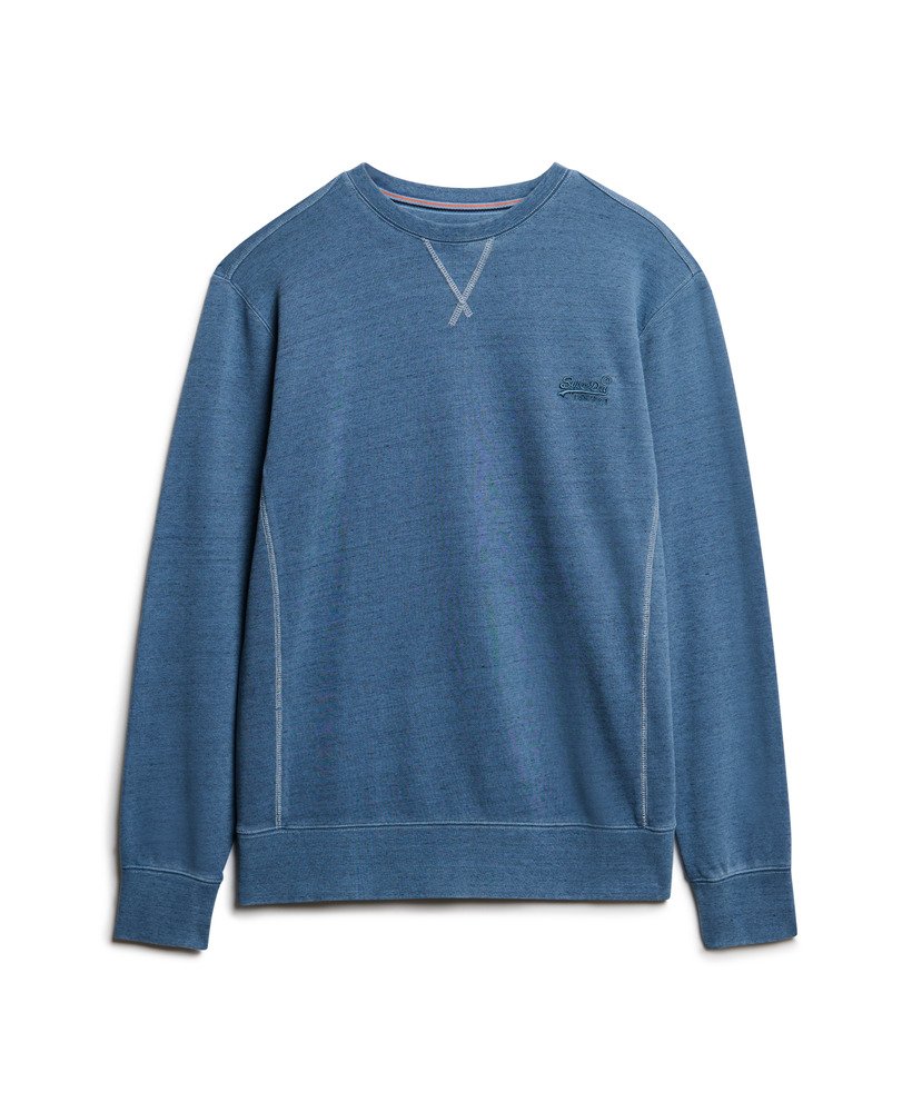 overgeverfde gemêleerde crewneck sweater in maanlichtblauw