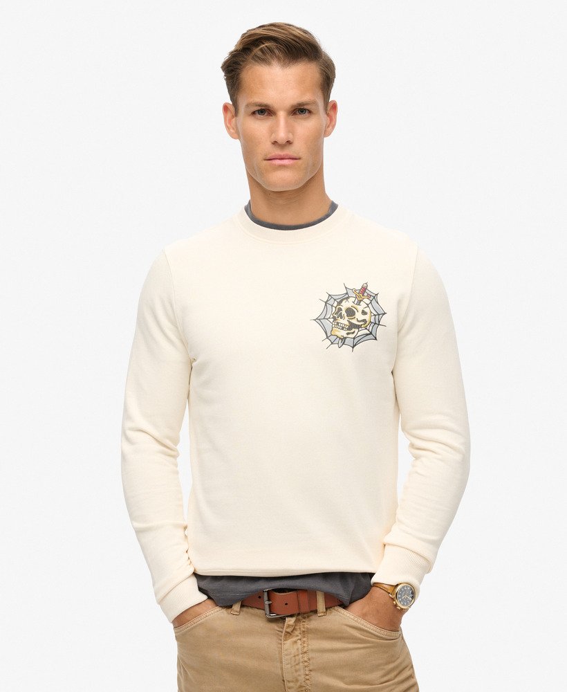 sweatshirt met tattoo-print in crèmekleur.