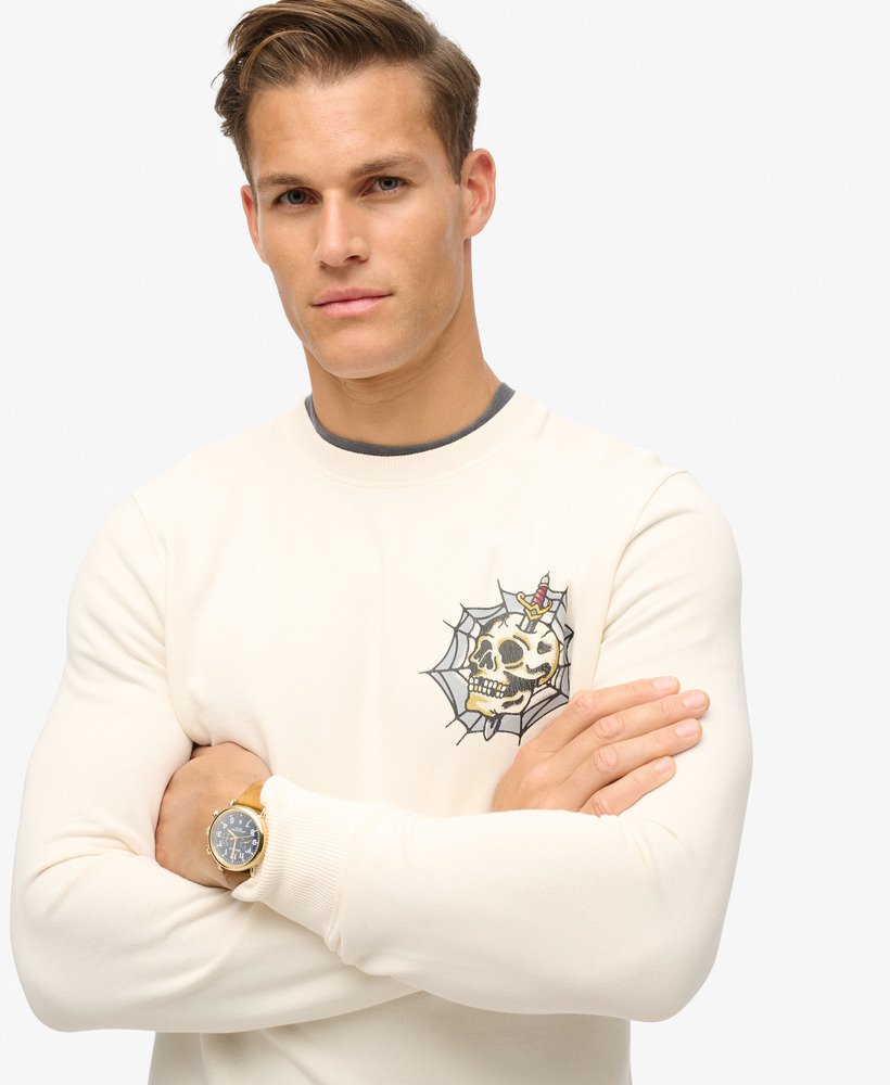 sweatshirt met tattoo-print in crèmekleur.