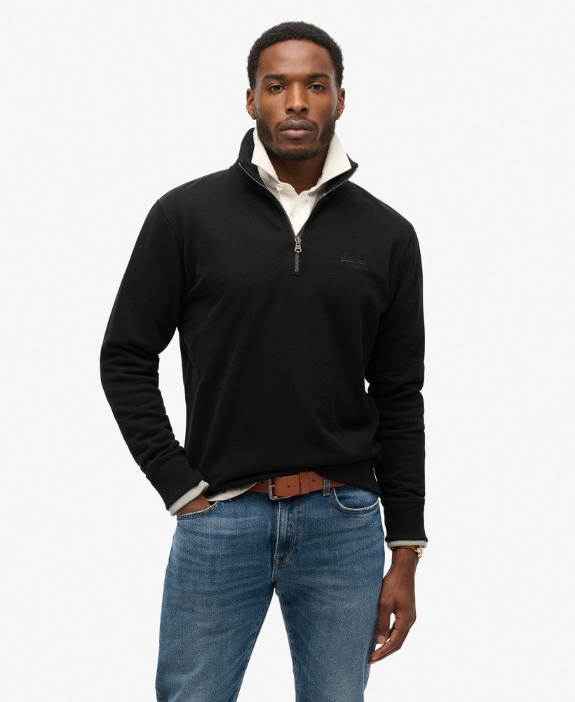 essential logo half zip sweatshirt in zwart