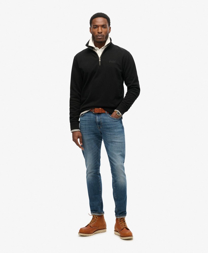 essential logo half zip sweatshirt in zwart
