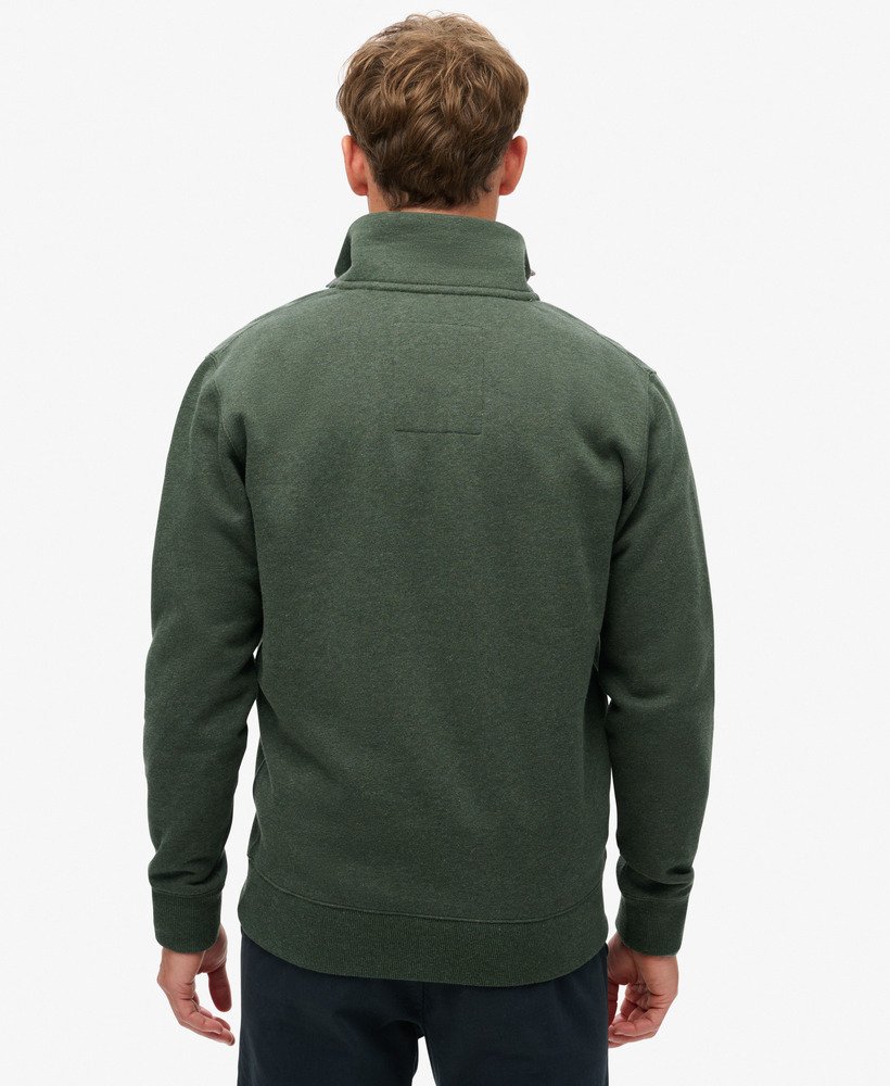 essential logo half zip sweatshirt in deep forest green marl