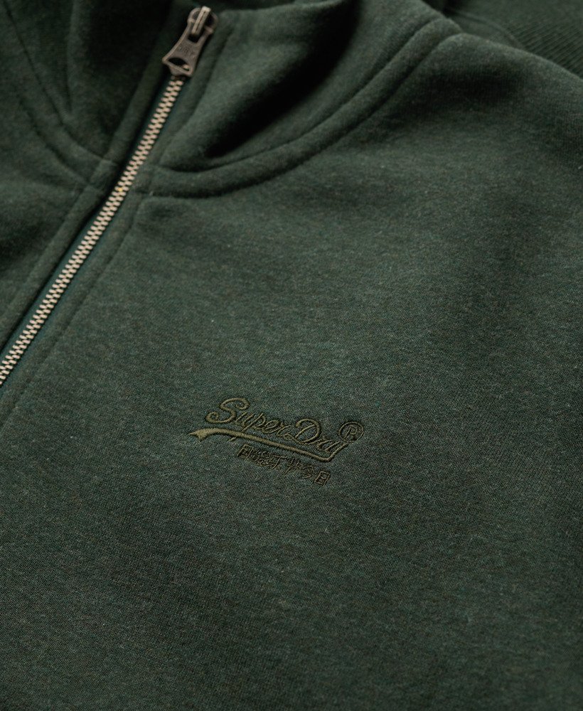 essential logo half zip sweatshirt in deep forest green marl