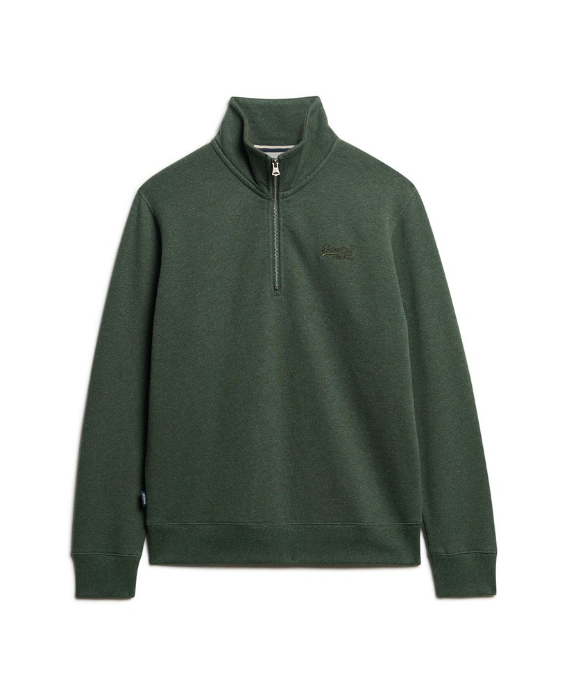 essential logo half zip sweatshirt in deep forest green marl