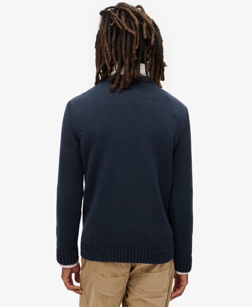 vintage sportieve gebreide trui in eclipse navy