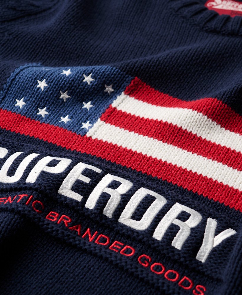 vintage sportieve gebreide trui in eclipse navy