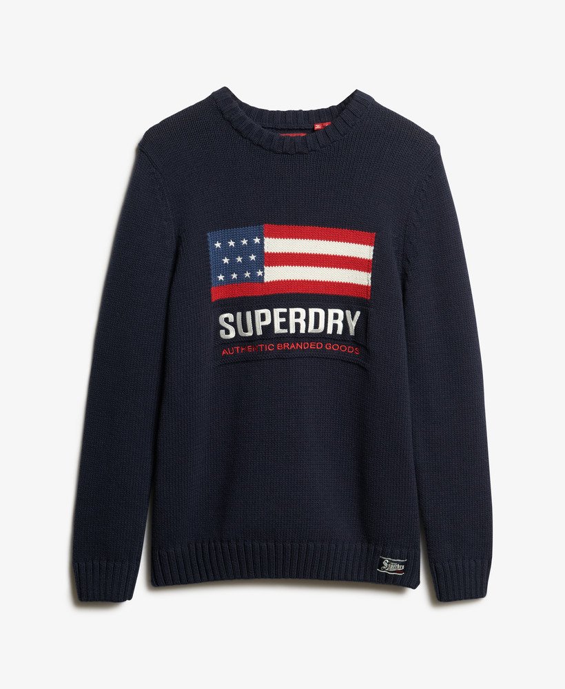 vintage sportieve gebreide trui in eclipse navy