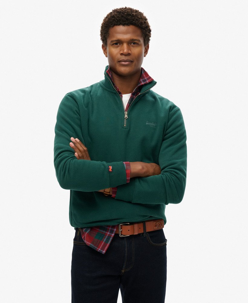 essential logo half zip sweatshirt in donker dennengroen