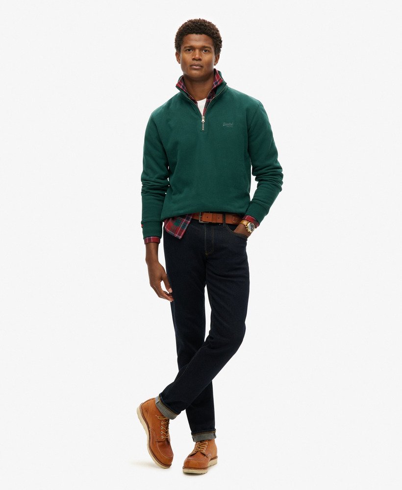 essential logo half zip sweatshirt in donker dennengroen
