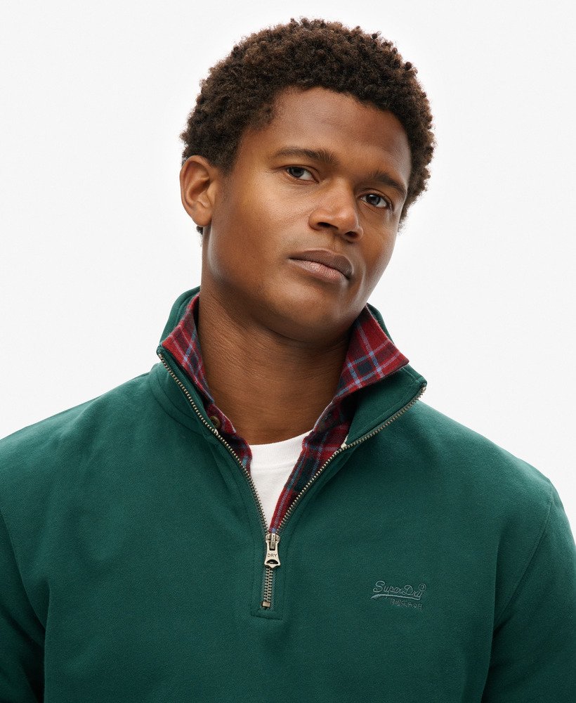 essential logo half zip sweatshirt in donker dennengroen