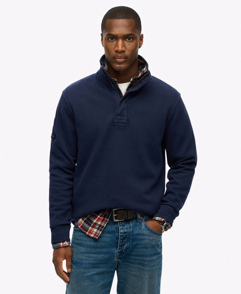 Klassieke katoenen piqué trui met halve rits
