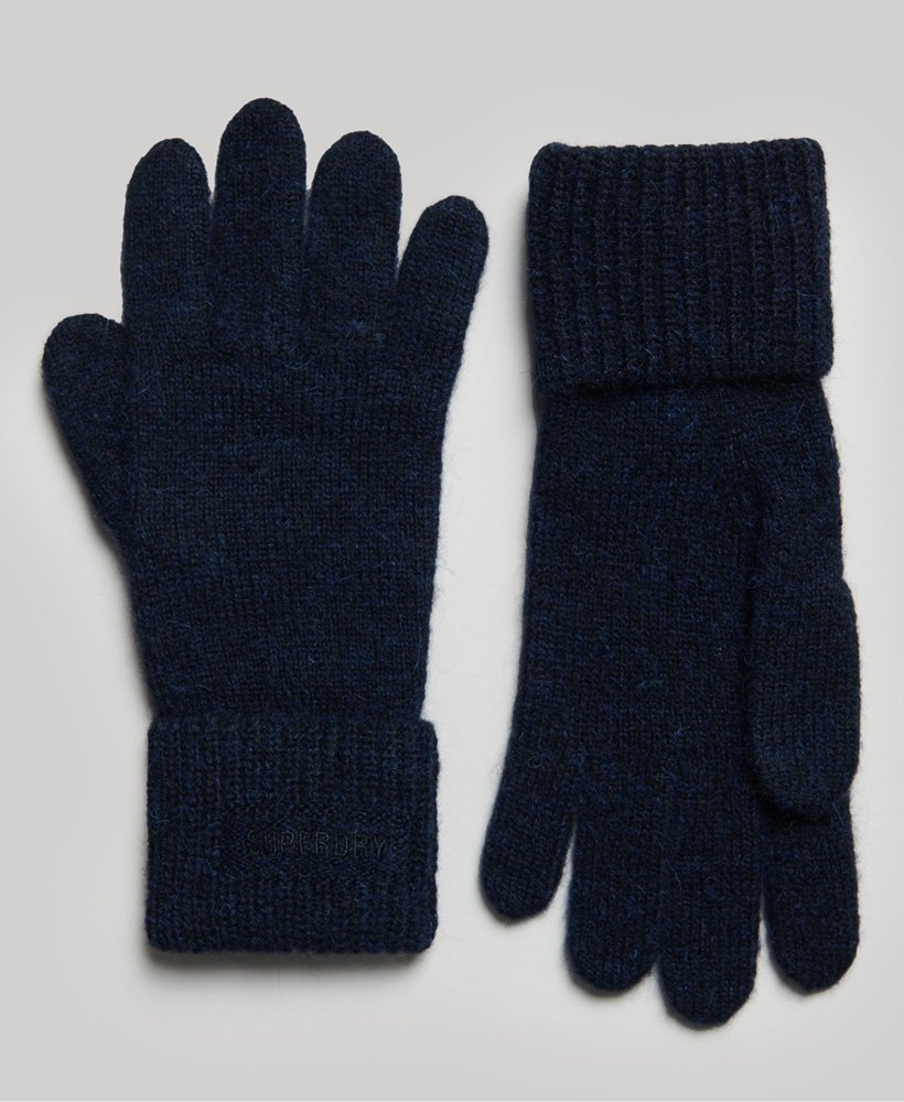 essentiële geribbelde handschoenen in donkerblauw.