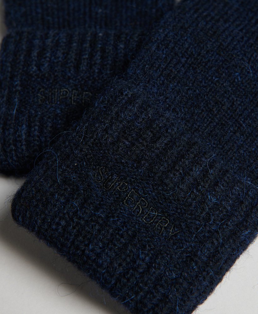 essentiële geribbelde handschoenen in donkerblauw.