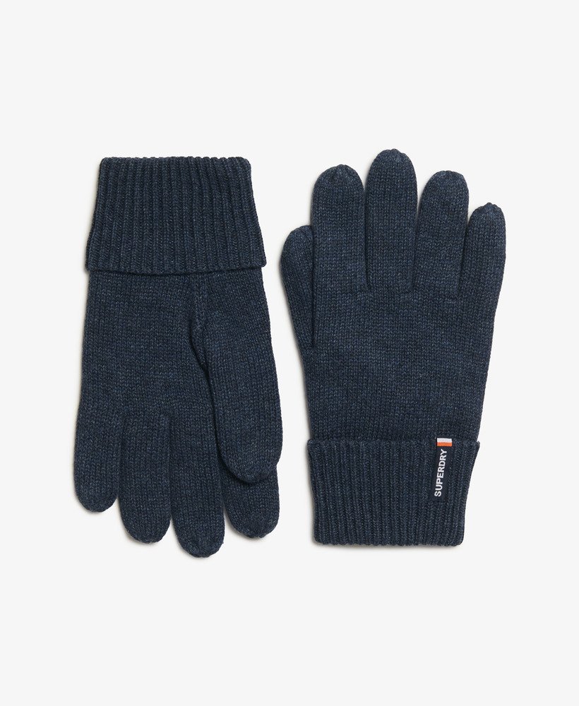 gebreide handschoenen met essential-logo in een prachtige marineblauwe gemêleerde uitvoering.