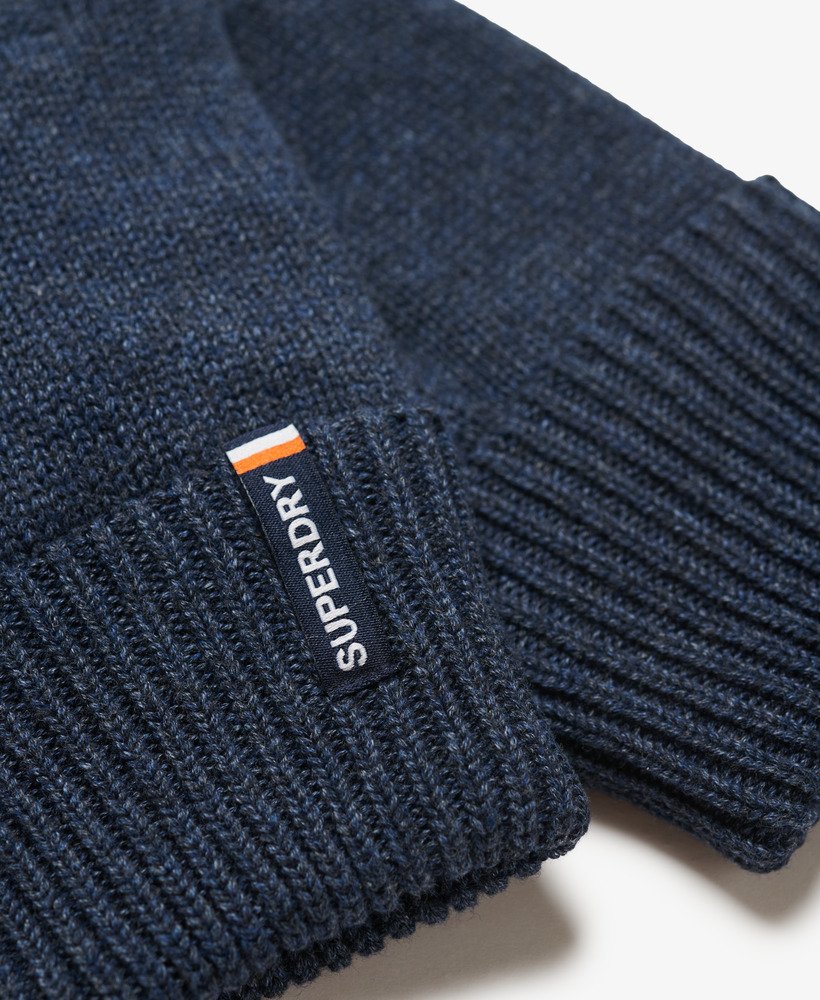 gebreide handschoenen met essential-logo in een prachtige marineblauwe gemêleerde uitvoering.