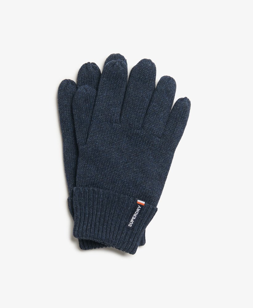 gebreide handschoenen met essential-logo in een prachtige marineblauwe gemêleerde uitvoering.