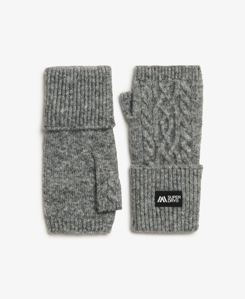 cable luxe handwarmerhandschoenen in scandi grijs gemêleerd