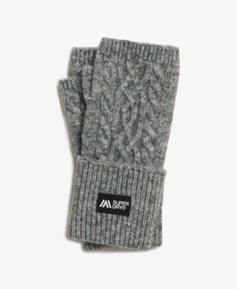 cable luxe handwarmerhandschoenen in scandi grijs gemêleerd