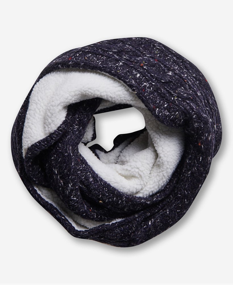 gracie cable snood in boston navy tweed