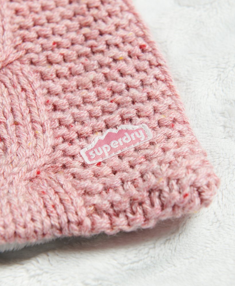 kabelgebreide sjaal in roze tweed