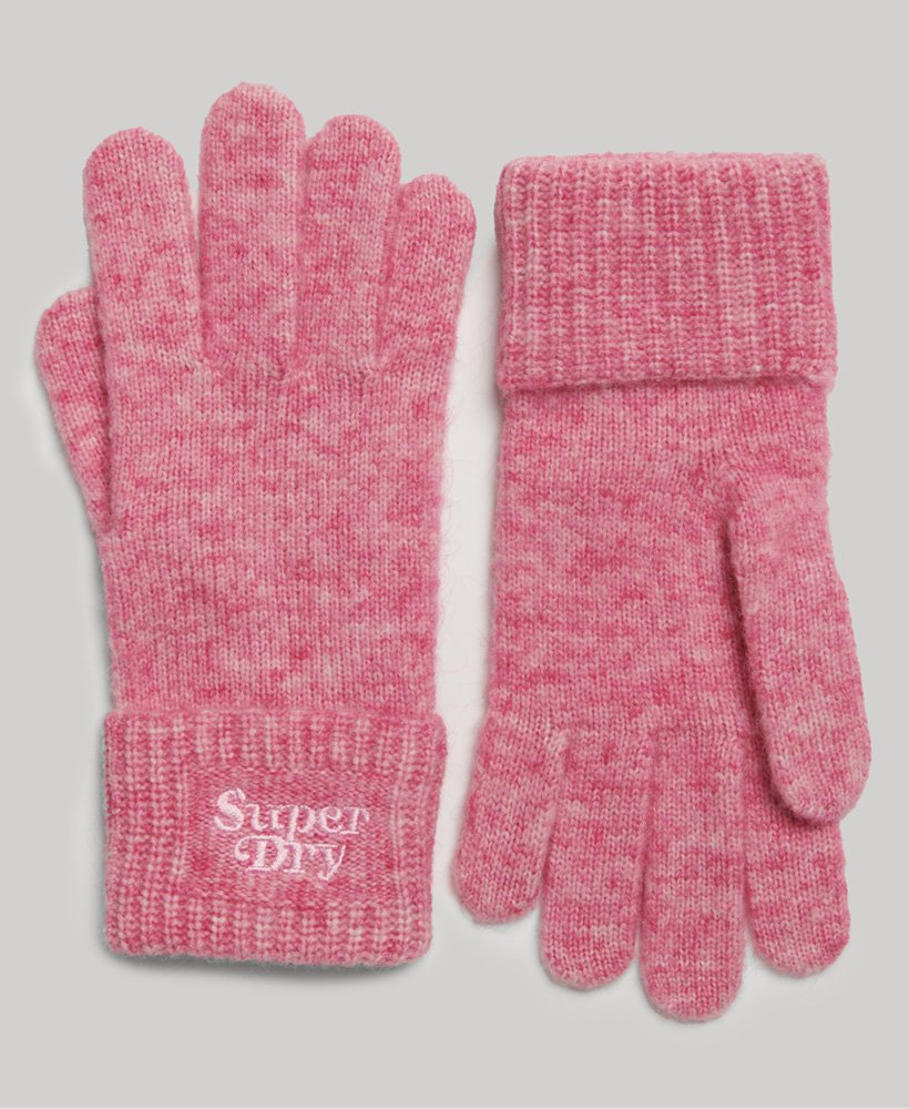 geribbelde gebreide handschoenen in chateau rose pink