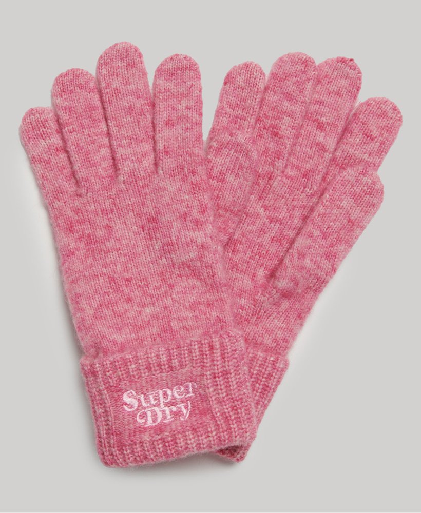 geribbelde gebreide handschoenen in chateau rose pink