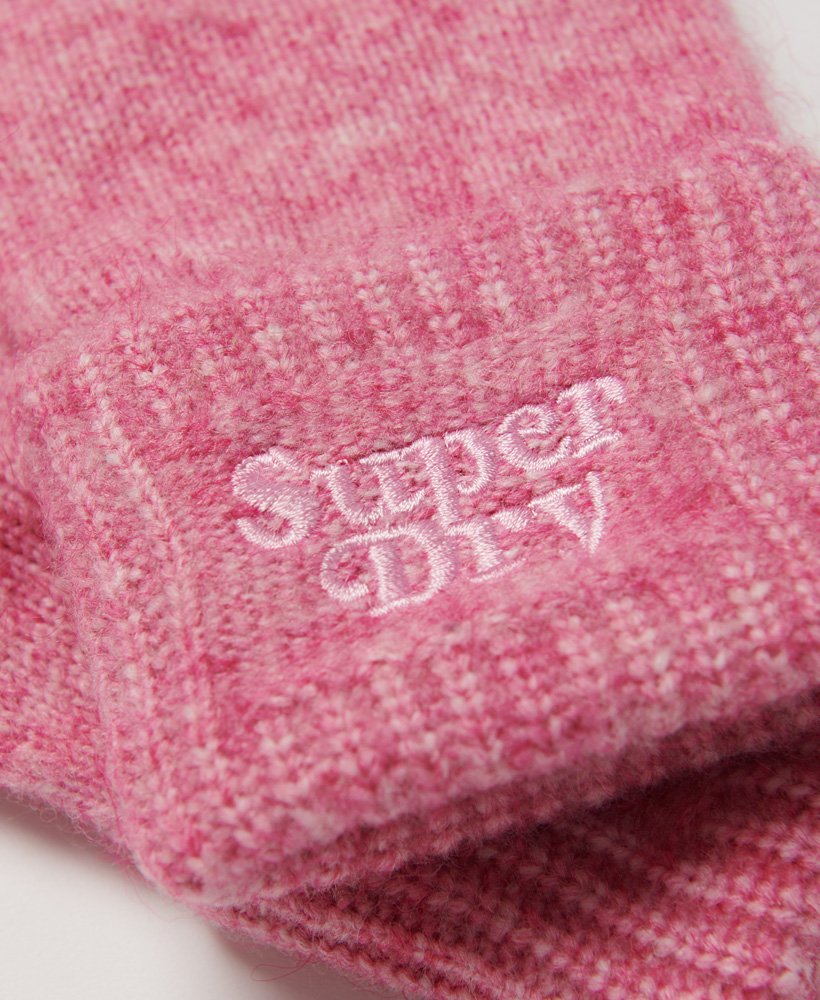 geribbelde gebreide handschoenen in chateau rose pink