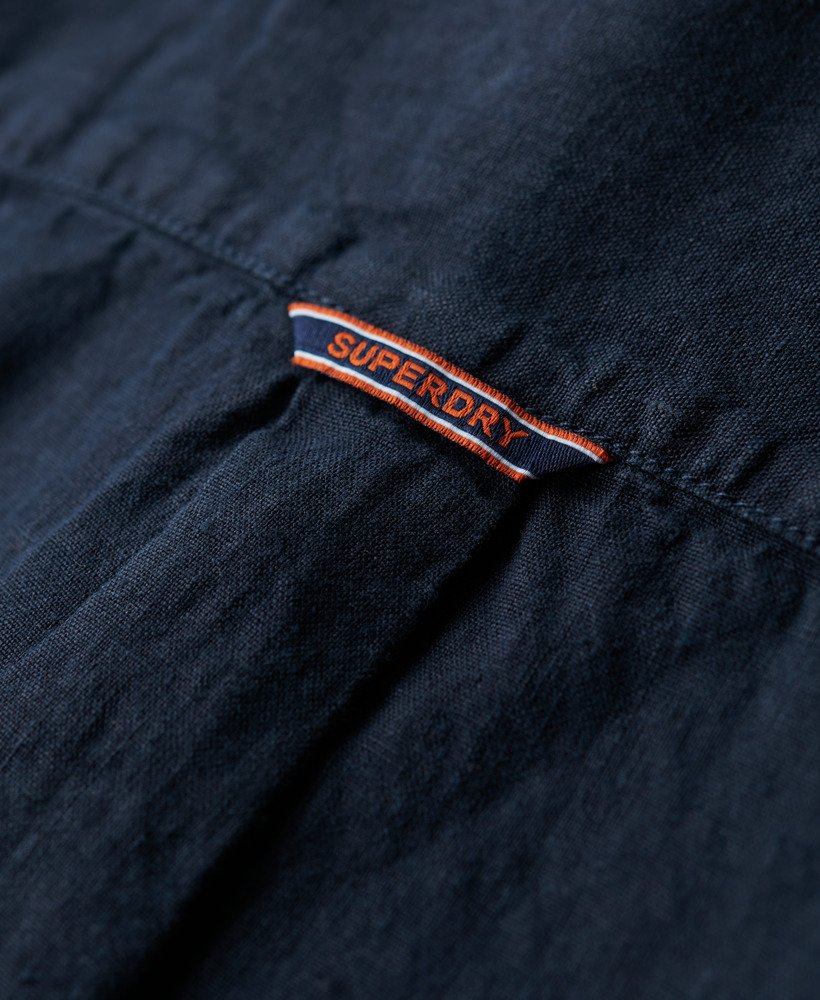 casual linnen overhemd met lange mouwen in marineblauw