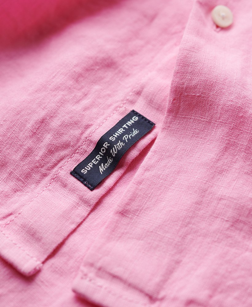 casual linnen shirt met lange mouwen in fuchsia roze