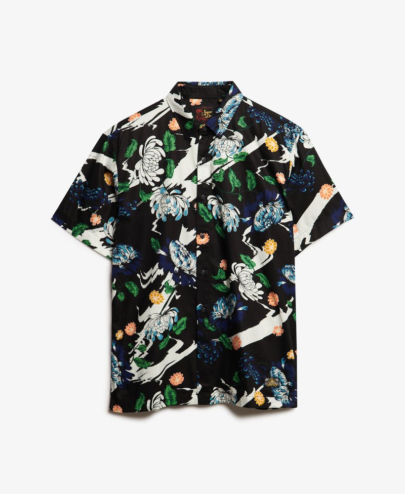 hawaiiaans shirt met korte mouwen in aya black floral-stof
