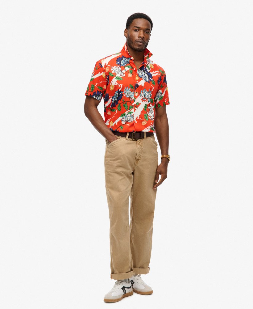 hawaiiaans shirt met korte mouwen in aya burnt orange floral