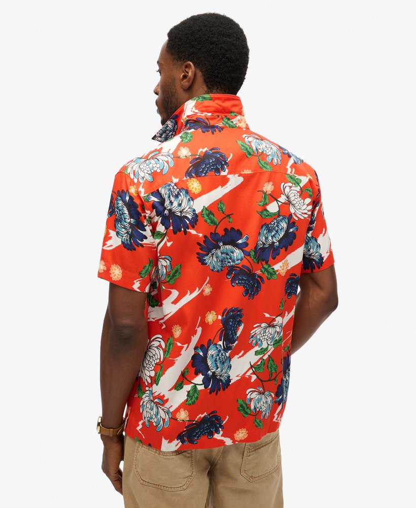 hawaiiaans shirt met korte mouwen in aya burnt orange floral