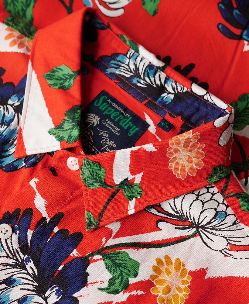 hawaiiaans shirt met korte mouwen in aya burnt orange floral
