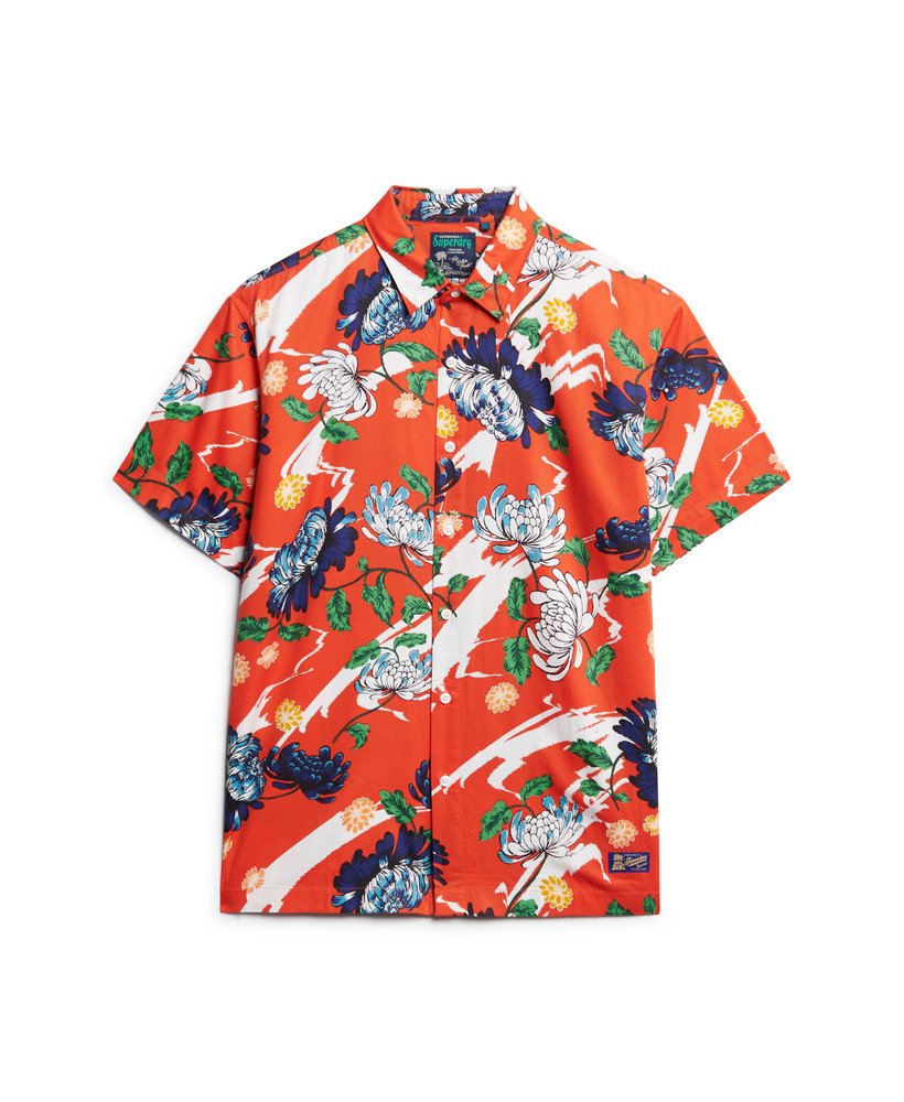 hawaiiaans shirt met korte mouwen in aya burnt orange floral
