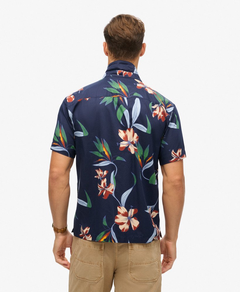hawaiiaans shirt met korte mouwen in donkerblauw