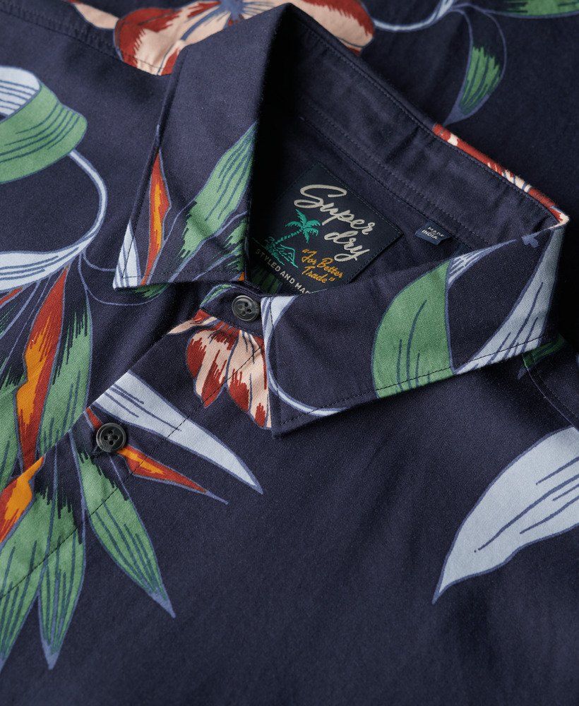hawaiiaans shirt met korte mouwen in donkerblauw