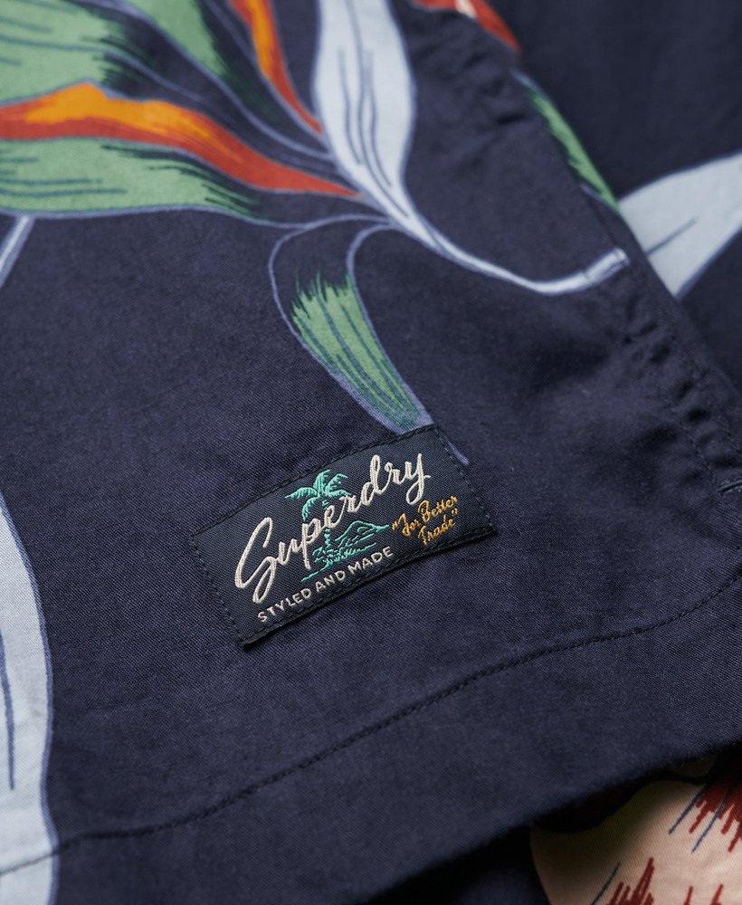 hawaiiaans shirt met korte mouwen in donkerblauw