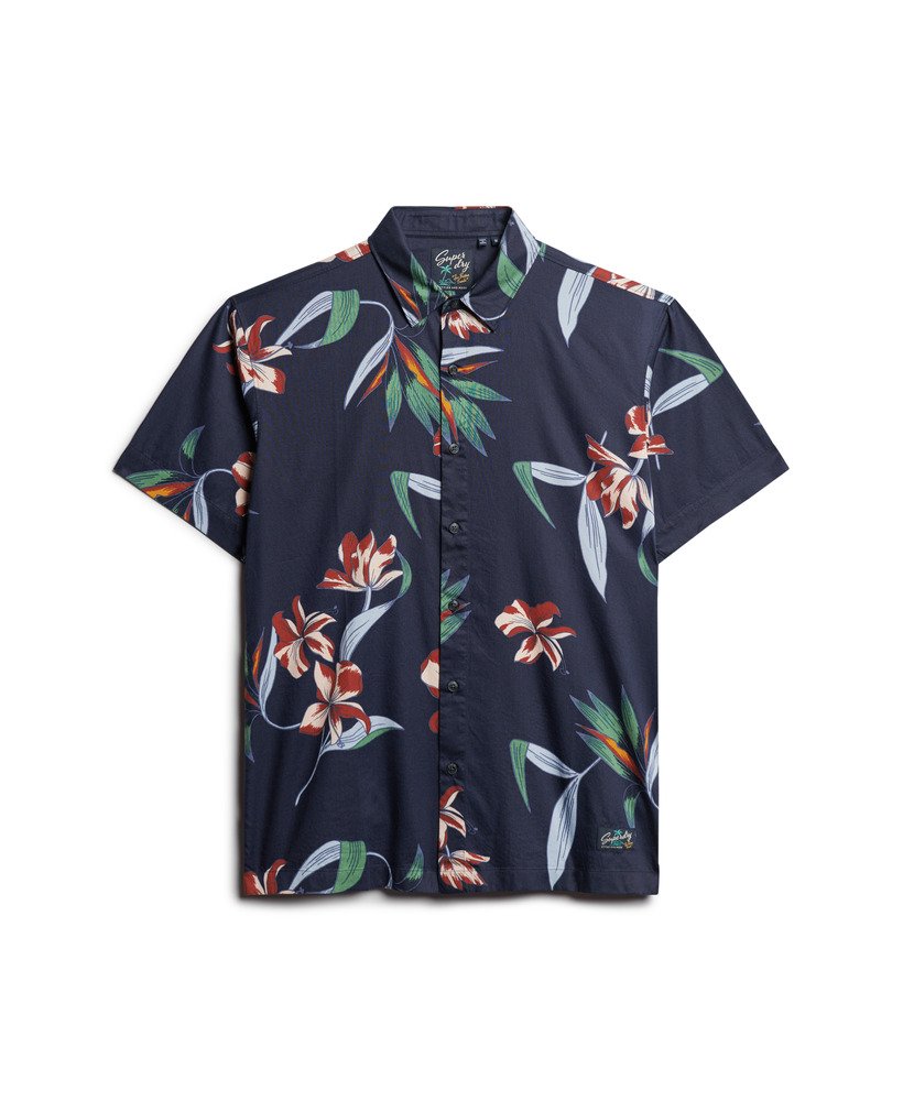 hawaiiaans shirt met korte mouwen in donkerblauw
