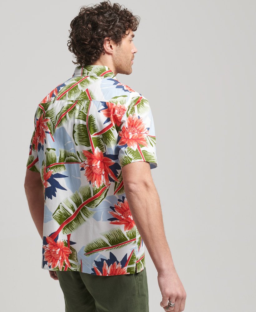 hawaiiaans shirt met korte mouwen in optisch bananenbladmotief