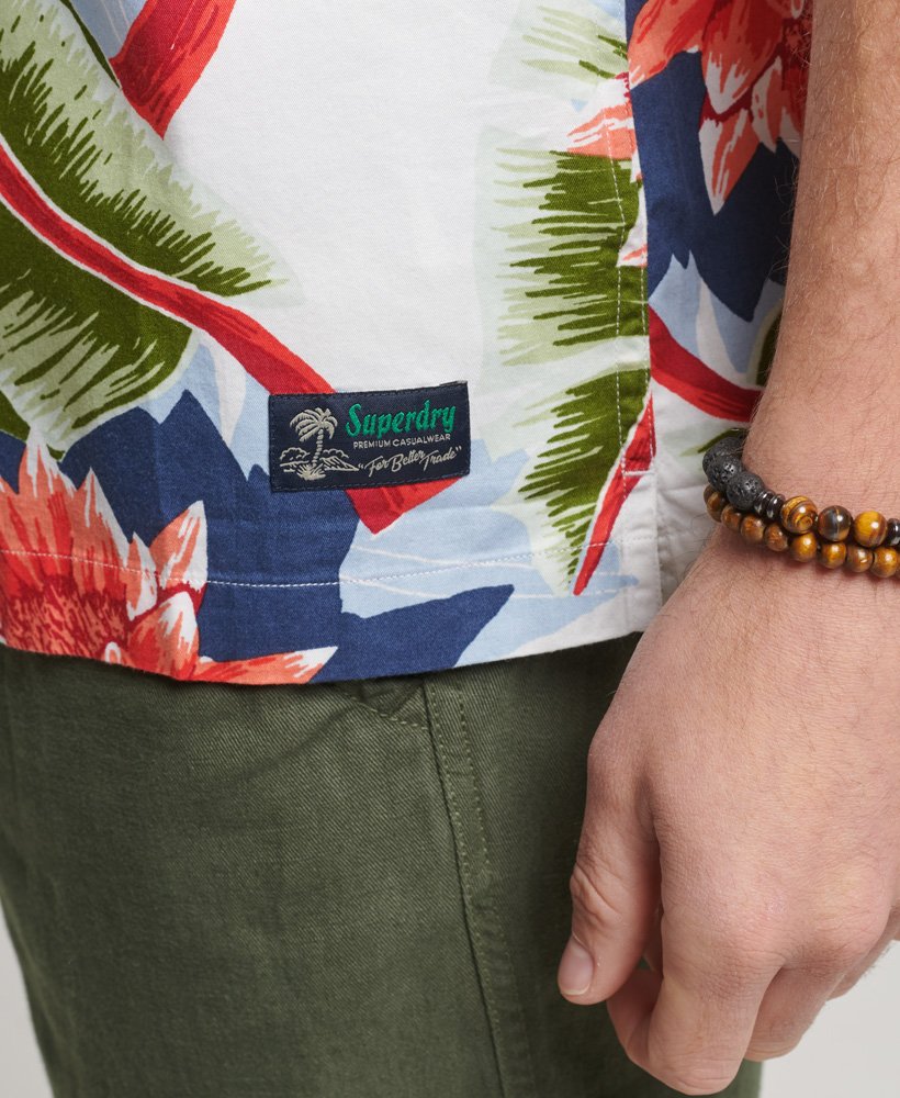 hawaiiaans shirt met korte mouwen in optisch bananenbladmotief
