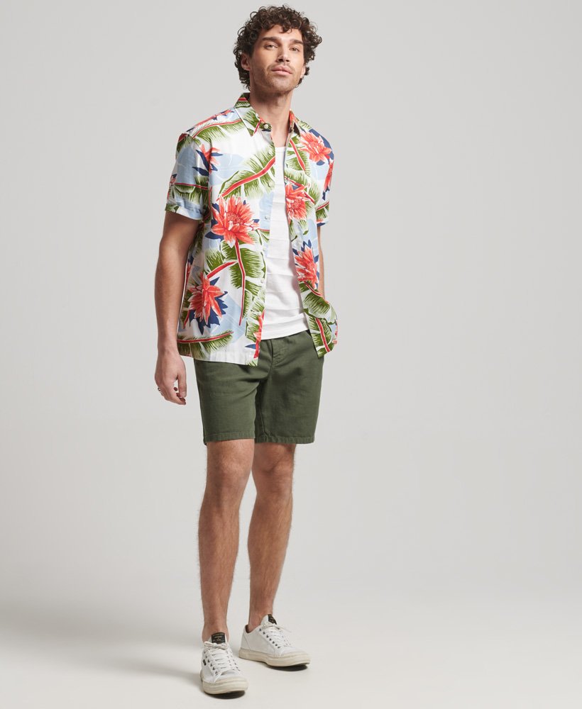 hawaiiaans shirt met korte mouwen in optisch bananenbladmotief