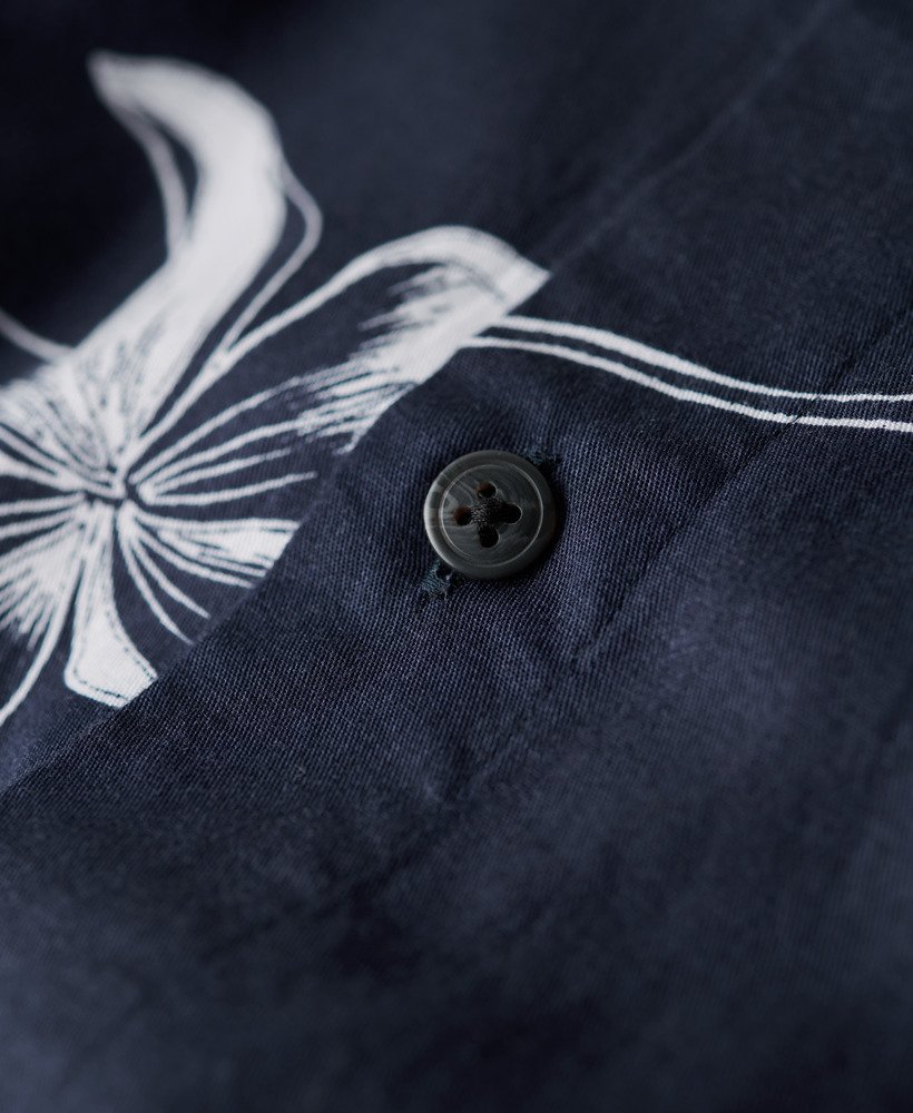 hawaiiaans shirt met korte mouwen in effen hibiscusblauw