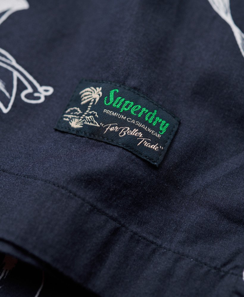 hawaiiaans shirt met korte mouwen in effen hibiscusblauw