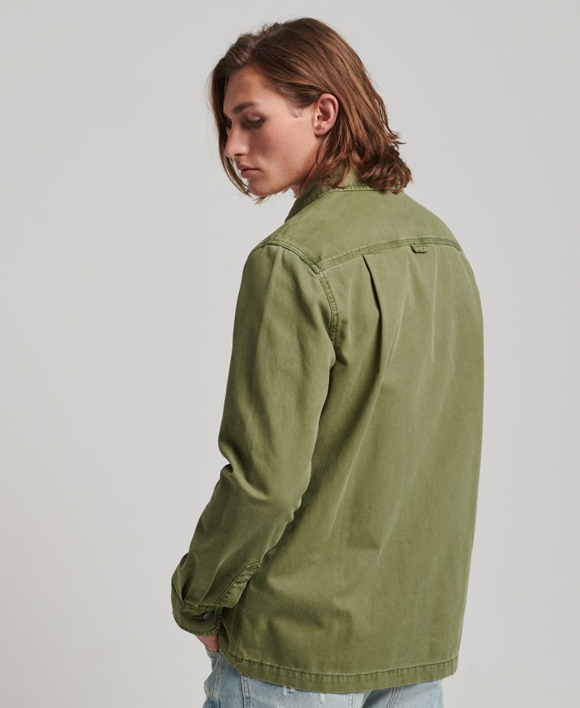 canvas overshirt in olijfgroen kaki