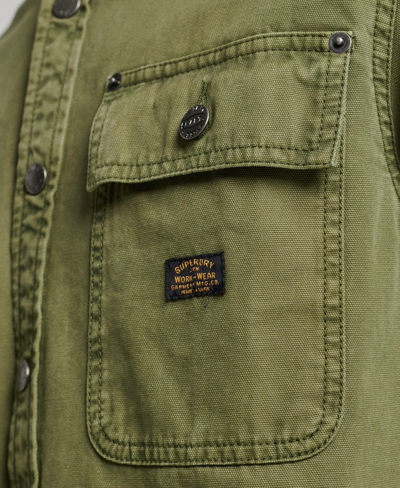 canvas overshirt in olijfgroen kaki