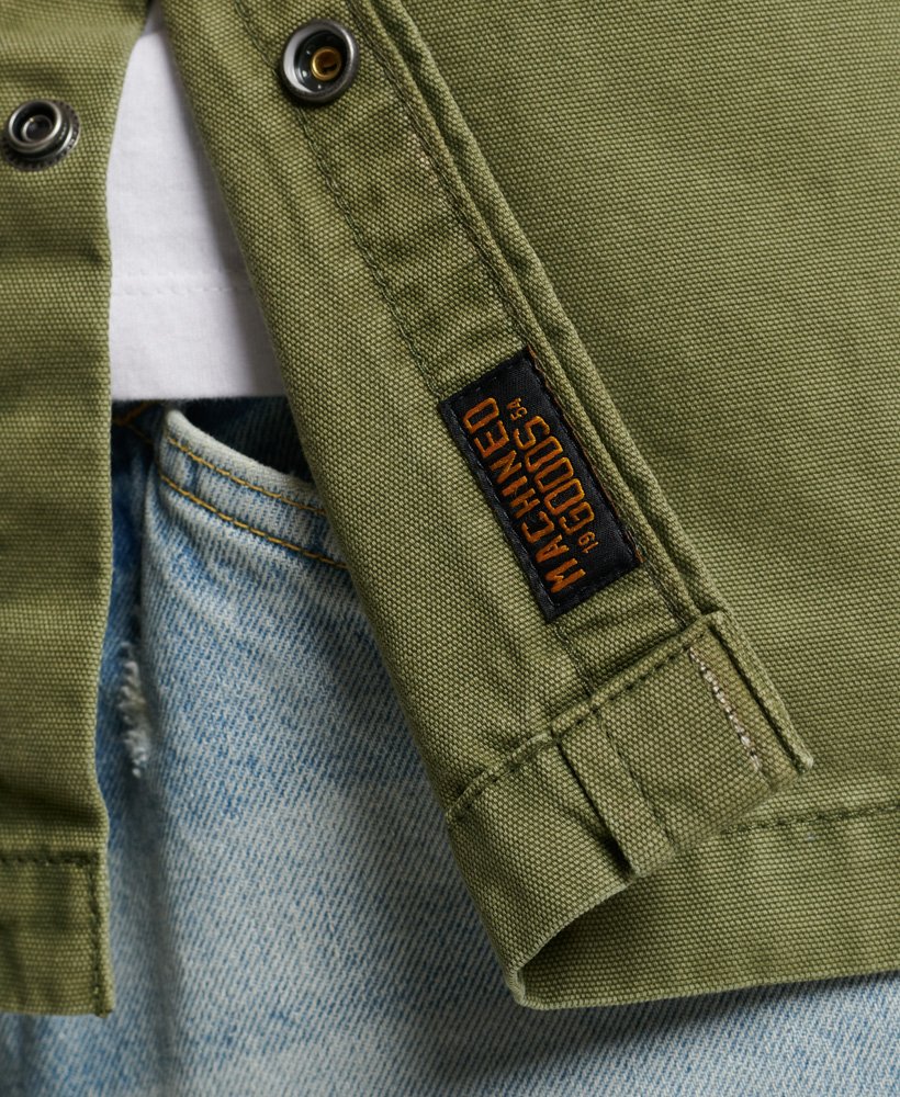 canvas overshirt in olijfgroen kaki